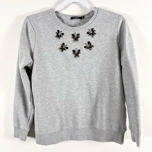 Max Jeans Light Gray Sweatshirt Jewel Accents Size Small Bugs Grandmacore
